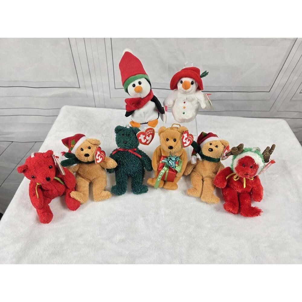 Retired Ty Jingle Beanies Holiday Collection 8 Beanies CLEAN &SMOKE FREE